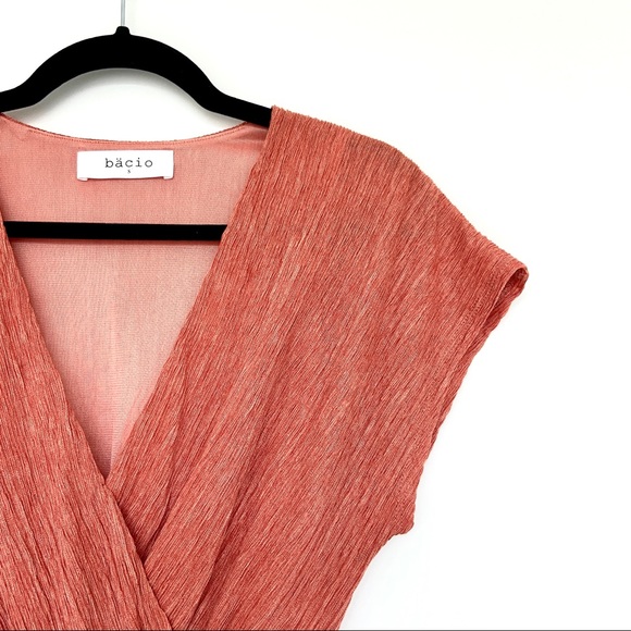 BACIO Surplice Neck Pleated Wrap Side Slits Maxi Dress. Size S. - Picture 5 of 13